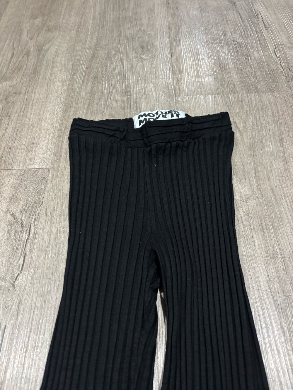 Mother The Quickie Roller Hover High Rise Wide Rib Knit Flared Pant Black Medium - Picture 4 of 6